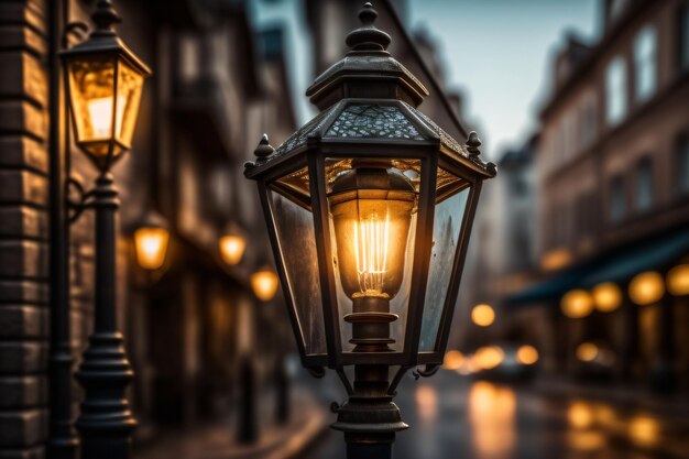 Фото Уличный фонарь в дождливую ночь
