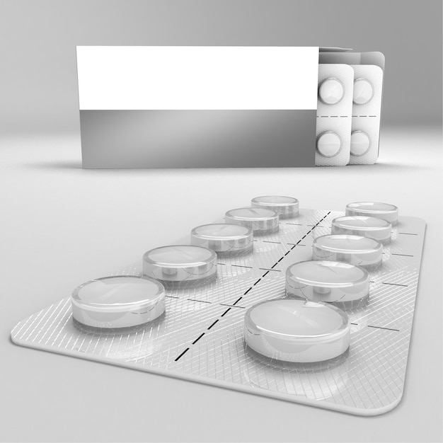 Фото Полоска таблеток 3d рендеринга изометрическая иллюстрация подходит для вашего элемента дизайна