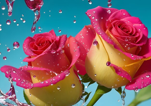 Фото Потрясающие капли воды из цветов розы, созданные ай