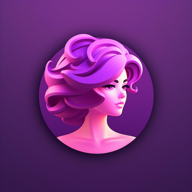 Фото Стильный фиолетово-розовый 3d логотип женских волос