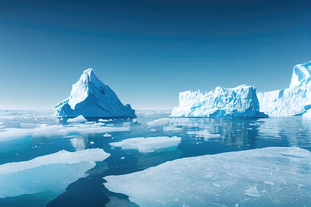 写真 寒い南極大陸の晴れた日 南極の氷山 透明な深海に映る氷山