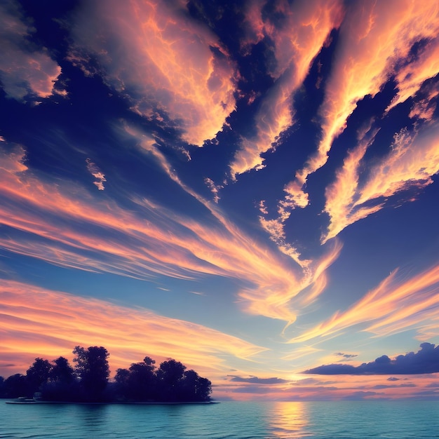 Фото Закат с облаками и закат на заднем плане