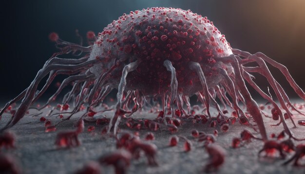 Фото Сюрреалистическое изображение вируса, пугающее напоминание о микроскопических угрозах, с которыми мы сталкиваемся.