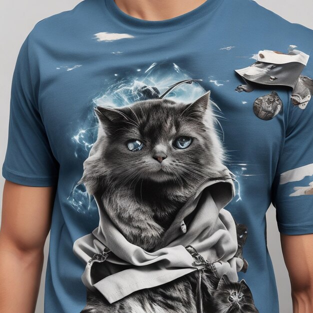 写真 胸のシーンの中央に猫のtシャツ