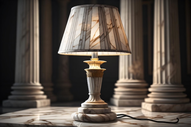 Фото Столовая лампа с мраморным оттенком и оттенком лампы