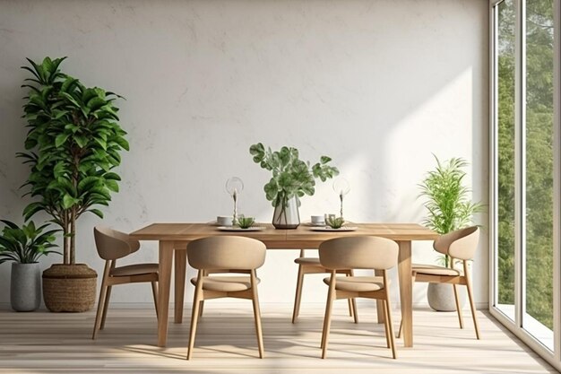 写真 その上に椅子と鉢の植物があるテーブル