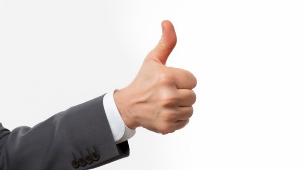 写真 親指を上げる教師 純白の背景写真 中型クローズアップショット k ハイパー