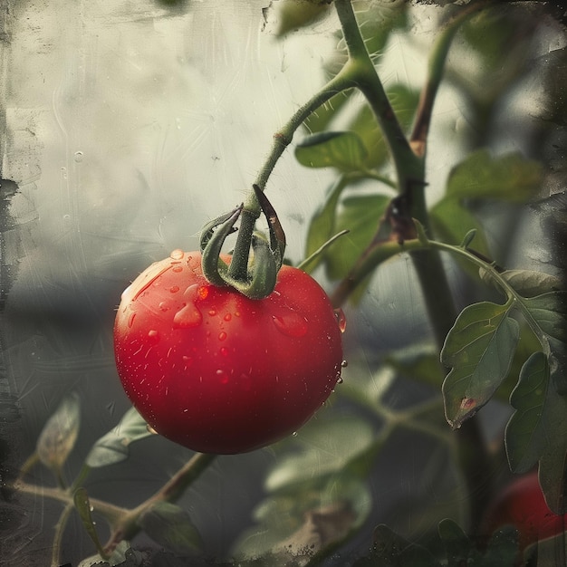 사진 물방울 이 있는 식물 에 있는 토마토