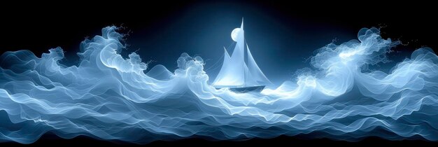 写真 月光の帆の静かな抽象的な背景画像
