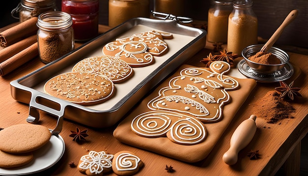 사진 쿠키 위에 쿠키가 있는 쿠키 트레이