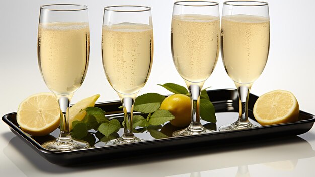 Foto a_tray_of_sparkling_champagne_flutes_ready_for_a_cel