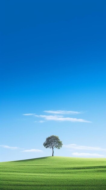 写真 空を背景にした野原の木