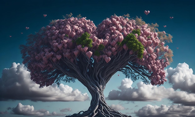Фото Дерево с деревом в форме сердца посередине