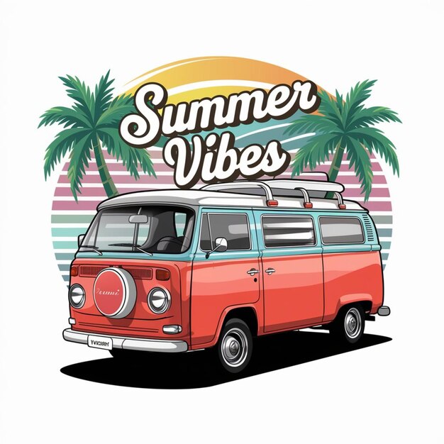 a van with palm trees on the top and the word summer on the top