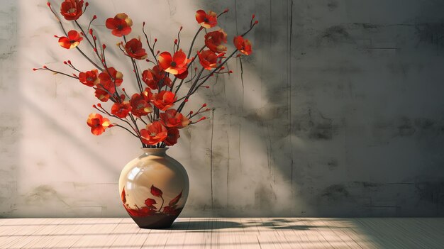 写真 赤い花が入った花瓶