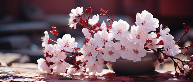 写真 テーブル上の白い花の花瓶