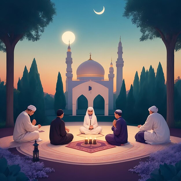 ラマダン中に祈っている個人のベクトルまたはグループのベクトル