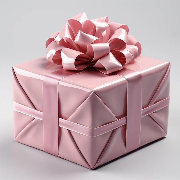 Фото Яркая подарочная коробка, украшенная аккуратно завязанным луком и лентой на красочном фоне