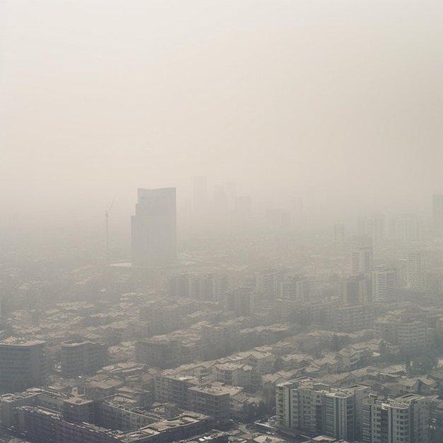 Фото Вид на город со смогом в воздухе