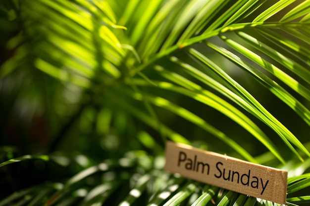 写真 パーム・サンデー (palm sunday) と書かれたパームの葉の壁紙