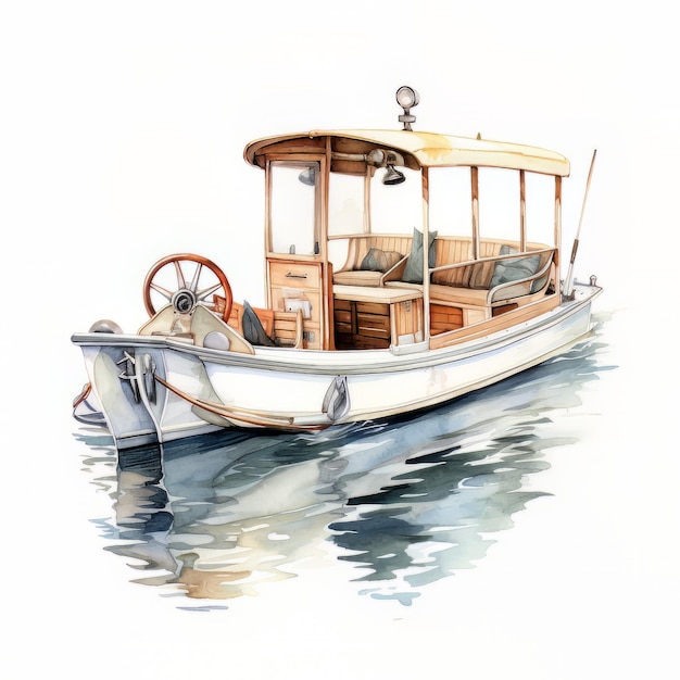 写真 「ボート」という文字が描かれたボートの水彩画