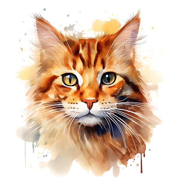 Фото Акварельная картина кошачьего цвета многоцветная абстрактная цифровая искусство краска