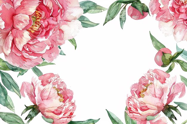 Фото Акварельная картина розовых цветов с зелеными листьями цветы расположены в круге, один из них самый большой картина имеет мягкое нежное ощущение