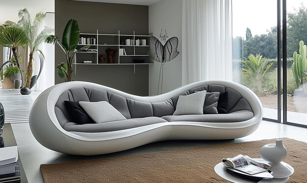 写真 a white and gray modern style sofa