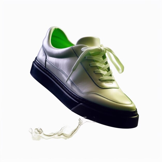 写真 白と緑の靴に白いひもがあり、「i love you」と書かれています。