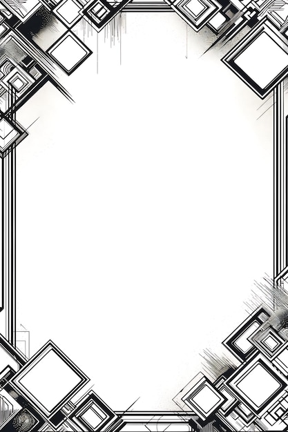 Фото Белый фон с черно-белым рисунком с квадратом посередине