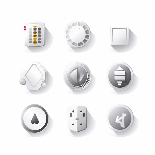 Фото Белый фон с белым фоном и белый фон с множеством кнопок и белым квадратом.