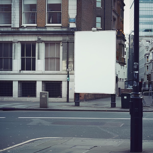 Фото Белый рекламный щит на углу улицы