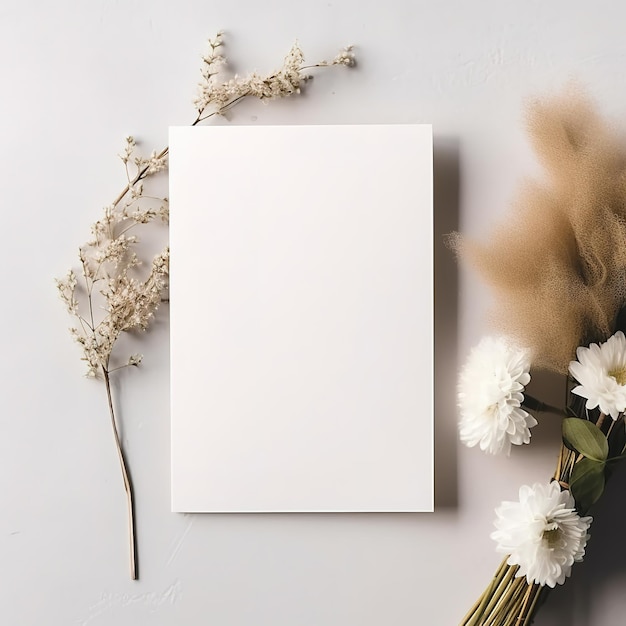 写真 花とカードが描かれた白いカード