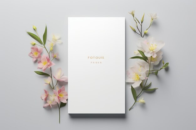 사진 회색 배경 에 꽃 이 있는 색 카드