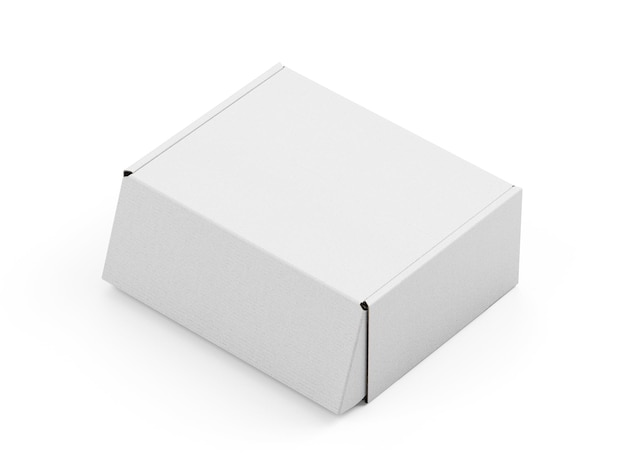 a white cardboard box perfect for product packaging and shipping isolated on a white background