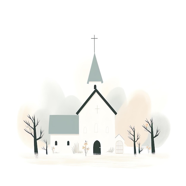 사진 위에 십자가가 있는  ⁇ 색 교회