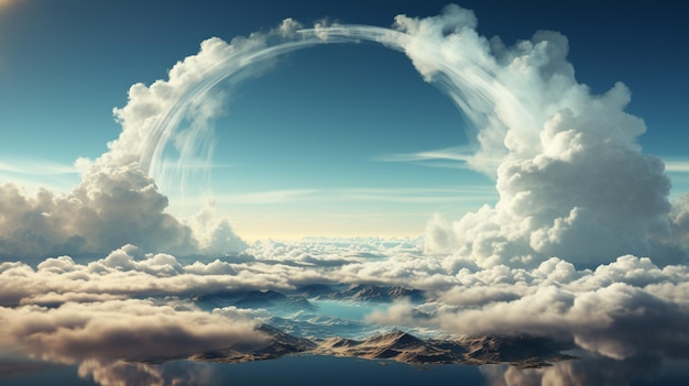 Фото Белое облако, проходящее через круглое зеркало.