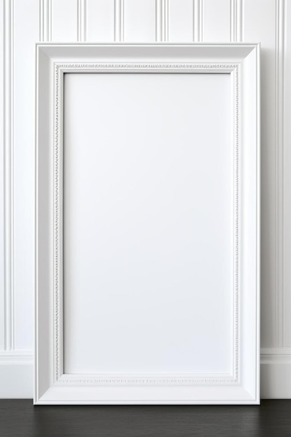 Фото Белая обрамленная картина пустой белой двери с часами над ней