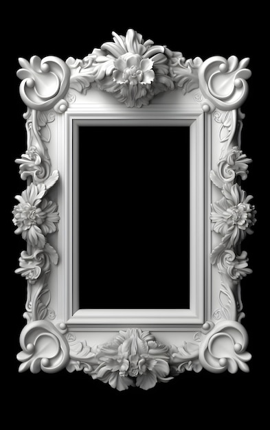 Фото Белое зеркало с цветочным орнаментом.