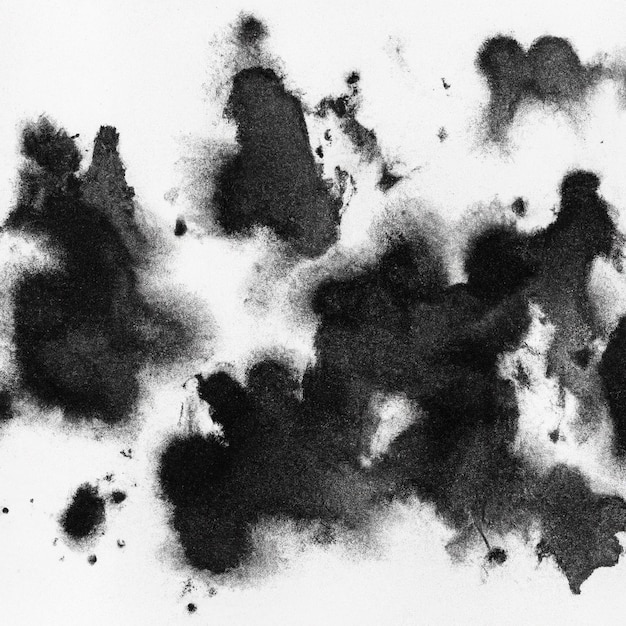 사진 검정 잉크가 있는 백서 검정 수채화 배경