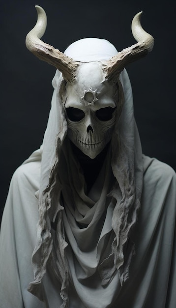 Фото На фото изображен белый череп с рогами и рогами.