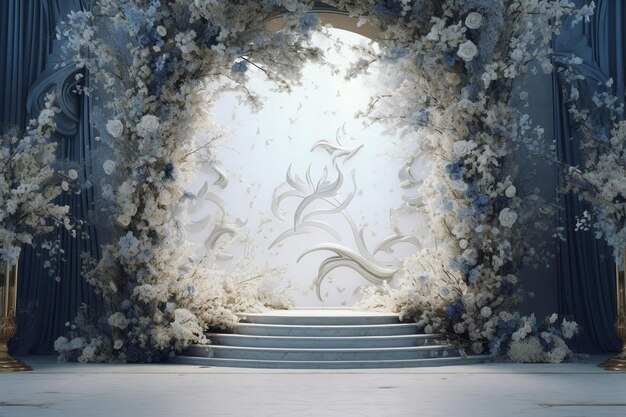 Фото Белый туннель с белым цветочным рисунком.