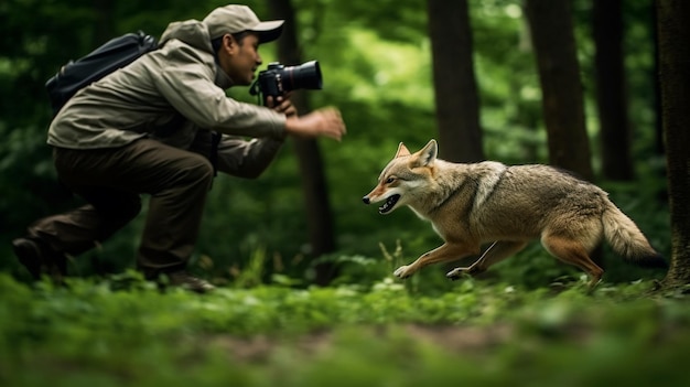 写真 野生動物の写真家が、動物の優雅さを見せながら動いている一瞬の瞬間を捉えています。