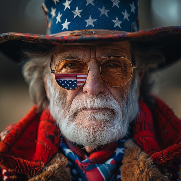 Foto a wise mentor with the usa flag sticker wallpaper