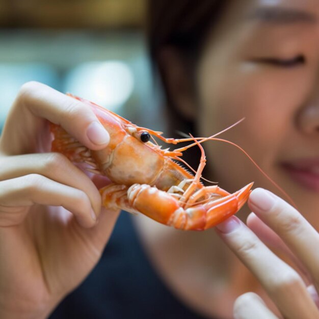 写真 食べ物を食べている女性