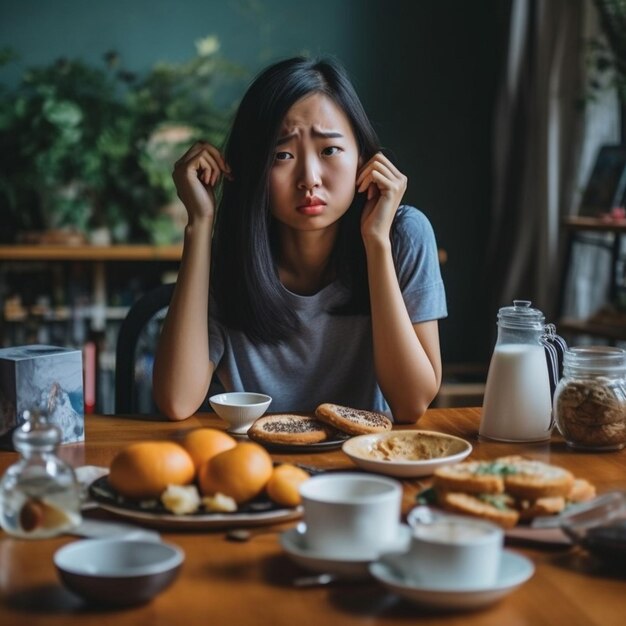 写真 食べ物を食べている女性