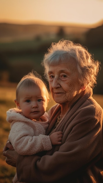 Фото Женщина с ребенком на руках в розовом свитере