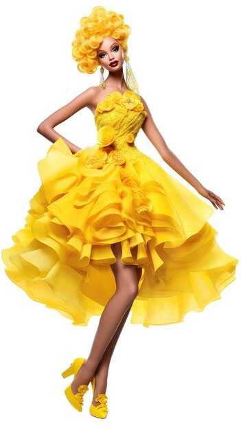 Фото Женщина в желтом платье с желтым платьем