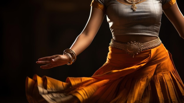 写真 インドのドレスで踊る女性 ⁇