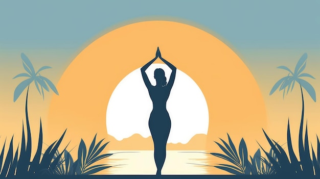 Фото Женщина медитирует на природе и попадает в транс концептуальная иллюстрация для медитации йоги расслабление здоровый образ жизни генеративный ии